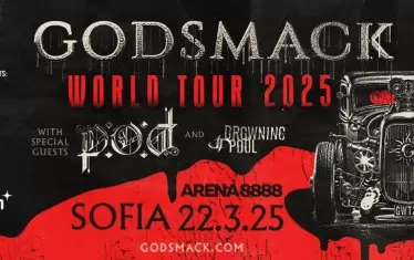 Постерът за концерта на "Годсмак", P.O.D. и Drowning Pool на 22 март 2025 г. в "Арена София".