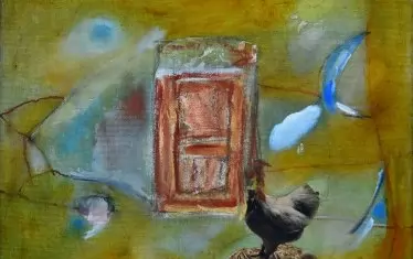 "Село", масло, платно, колаж