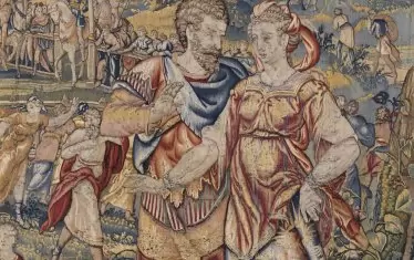  Серия „Римляните и сабините“: „Римлянин и сабинянка на фона на Консуалия“, втора половина на XVI в.; фламандско ателие, брюкселска школа.