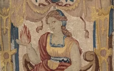  Алегория на милосърдието, фрагмент от бордюр на гоблен, XVI в.