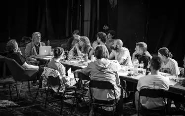 Първа репетиция с актьорския екип на "Съзаклятието на лицемерите".