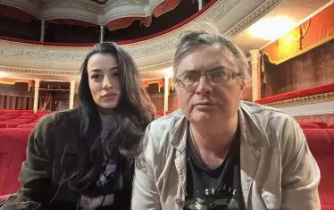 С Олег Головко, сценограф на спектакъла "Госпожица Юлия" в Плевен.