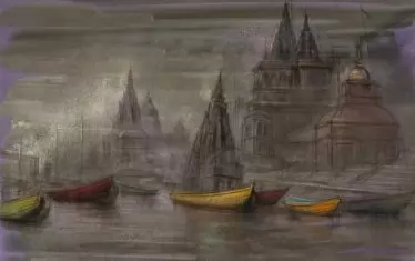   Град Варанаси, който Минчева рисува, е смятан за духовната столица на Индия.