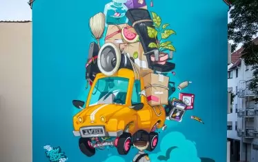 Графити творба на Hombre Suk.