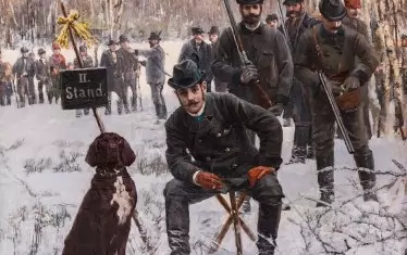  "Ерцхерцог Франц Фердинанд на лов" е в типичния стил на Ярослав Вешин.