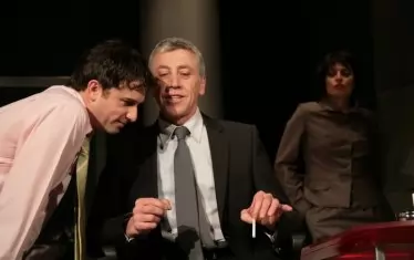  С Пенко Господинов и Василена Атанасова в "Шведска защита" - първата среща на българската публика с Галсеран.