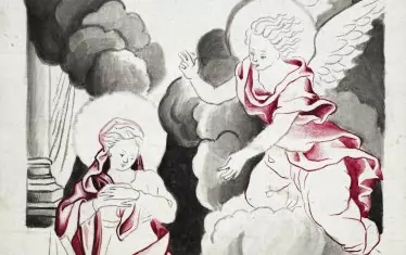 Благовещение, ок. 1830, туш и кармин, перо върху хартия