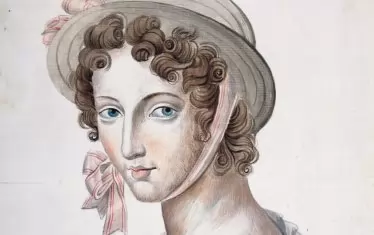 Портрет на девойка с шапка, ок. 1830, акварел върху хартия.