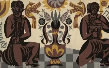  Йоан Левиев, "Филибе – Пълдин", подлеза на бул. "Цар Борис III
Обединител", 1969, проект за мозайка, темпера върху картон.