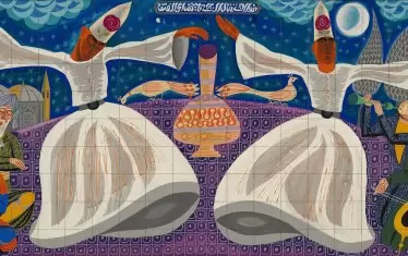 Йоан Левиев, проект за фреска в ресторант „Пълдин – Мевлеви хане“, 1974, темпера върху картон.