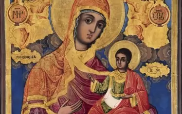 Св. Богородица с Младенеца – Милующа със Св. Георги и Св. Димитър на коне, ок. 1840, темпера, дъска.