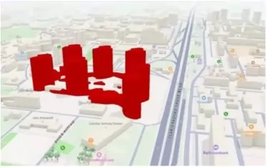 Визуализация на блогъра Боян Юруков на проекта за изграждане на 7 кули с височина 74.90 м. на "Цариградско шосе". В този случай 10-те сантиметра под 75 метра спестяват нуждата от одобрение на СОС.