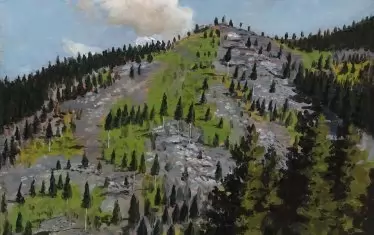  Неразпознат автор, "Планински пейзаж", 30-те - 40-те на ХХ век, маслени бои, платно, 47,5 х 60,5 см.

