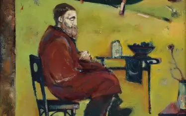  Неразпознат автор, "Старият рибар", маслени бои, платно, 91 х 73,5 см, подпис долу вдясно.

