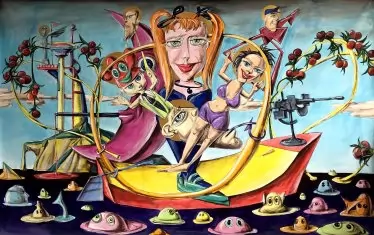      "Черноморски спомени", 2020–2025, триптих, aкрил върху платно, 220 х 330 см .