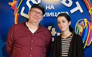  Режисьорката Стефани Христова с госта си - известния драматург Давид Гизелман.
