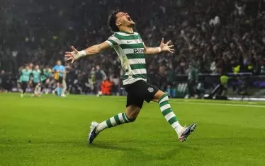 Максимилиан Араухо е изпаднал в делириум от гола си в 92-рата минута, донесъл пълния обрат за "Спортинг" срещу "Будьо/Глимт".