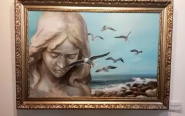 Картината "Студеният вятър на утрото", нарисувана по Кенет Уайт и пратена му преди 5 години, в момента също може да се види в Арт-салона на радио "Варна".