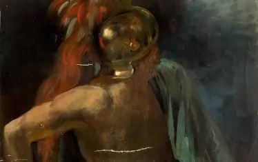 "Римски воин" на много рядко излизащия на пазара автор Гошка Дацов (1885-1917) е с начална цена 12 000 евро.