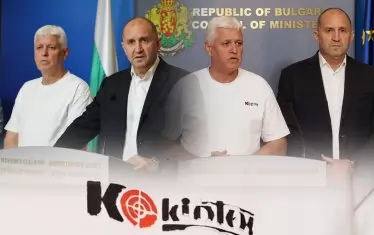 Колаж от кадър от вчерашния брифинг в Министерския съвет - вдясно, и снимката, пратена от правителствената служба вляво.