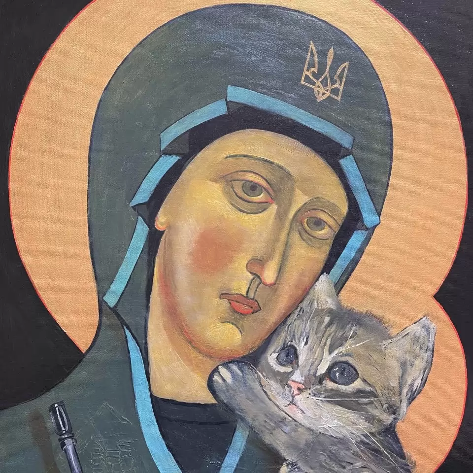 Автошарж на автора. Игор Поночевни (известен и като Альоша Ступин) е художник и писател, познат с карикатурите си на Путин, имитиращи детски стил.