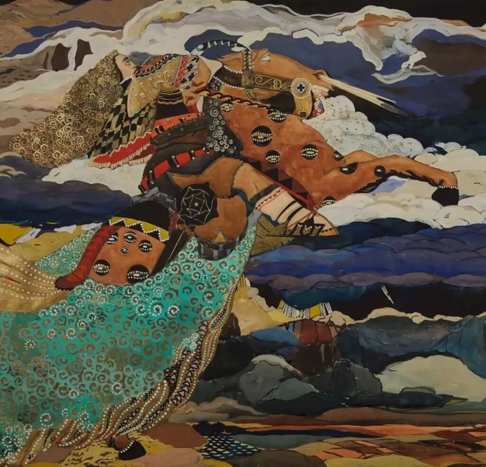"Крали Марко" на Иван Милев (1926), изобразен в типичния за художника стил сецесион.